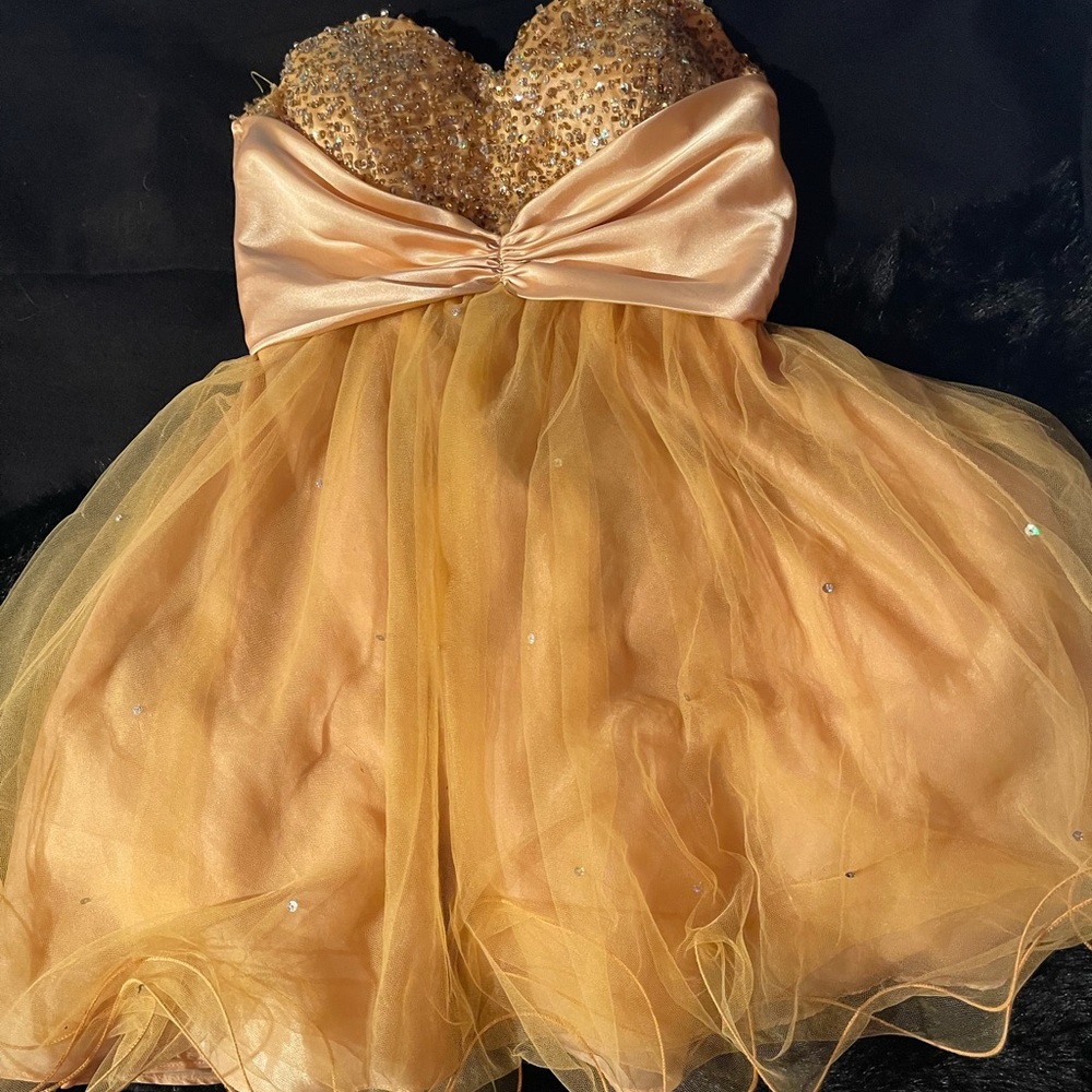 Glamorous Strapless Gold Dress